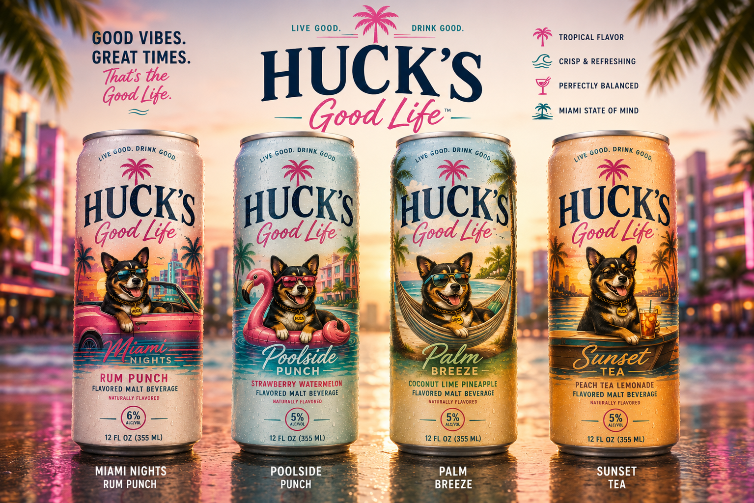 Huck's Good Life beverage lineup